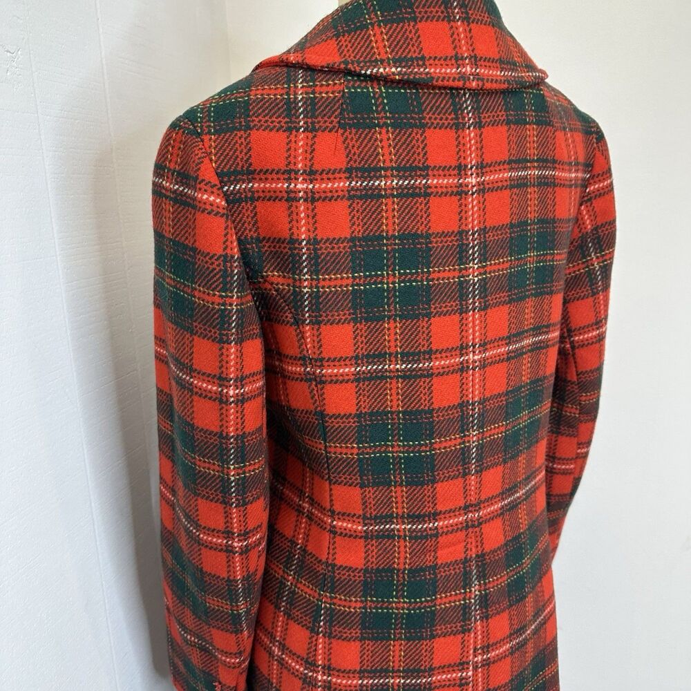 Pendleton Red Wool Tartan Plaid Pea Coat Jacket Fit and Flare Flattering Cut - Picture 10 of 16